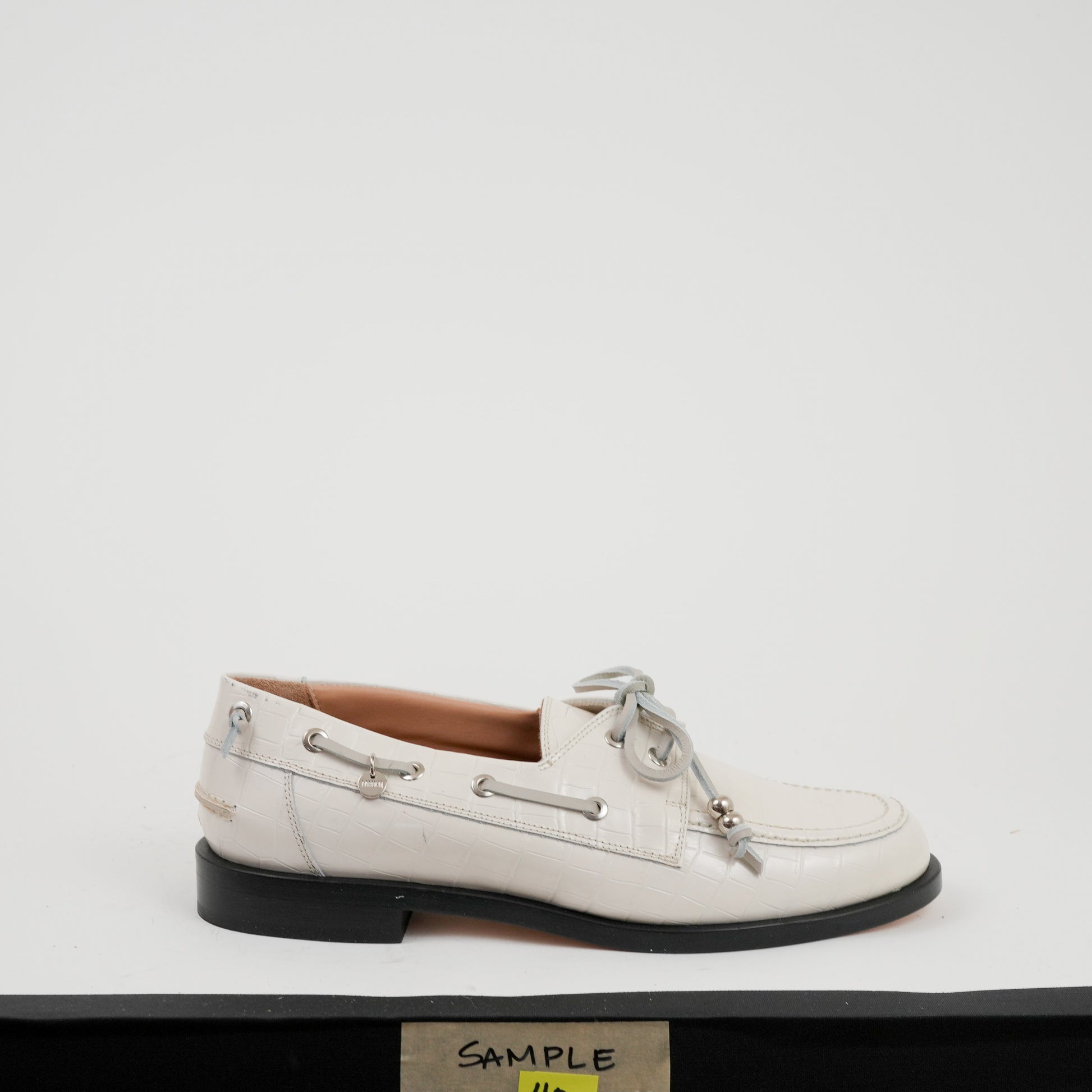 Nelson Boat Shoe Ivory Croc Sample 40