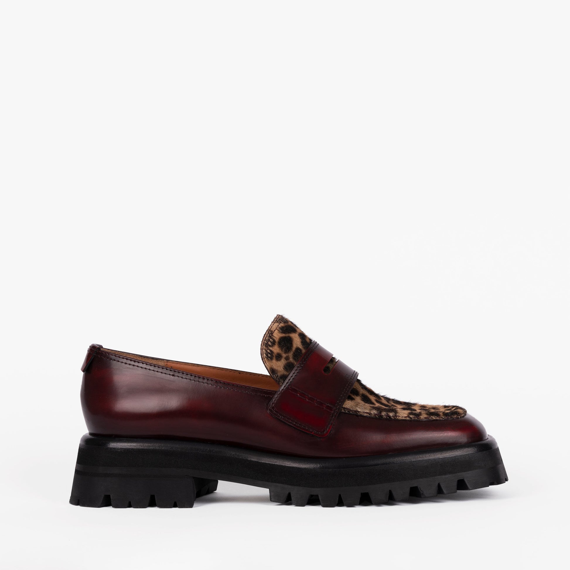 Labucq Mika Loafer Bordeaux Spazzolato Leopard Haircalf