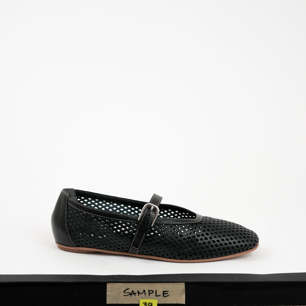 Tactile Perforated Lido Flat Black Unlined Sample 39