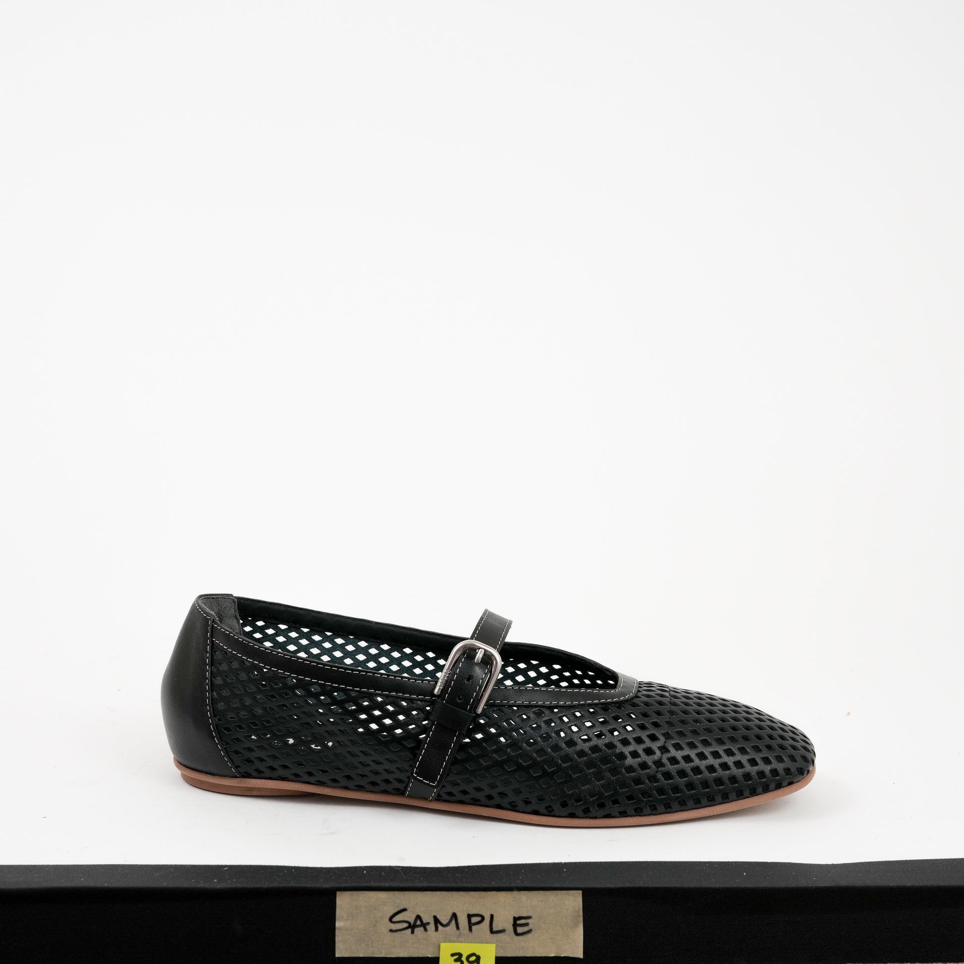 Tactile Perforated Lido Flat Black Unlined Sample 39