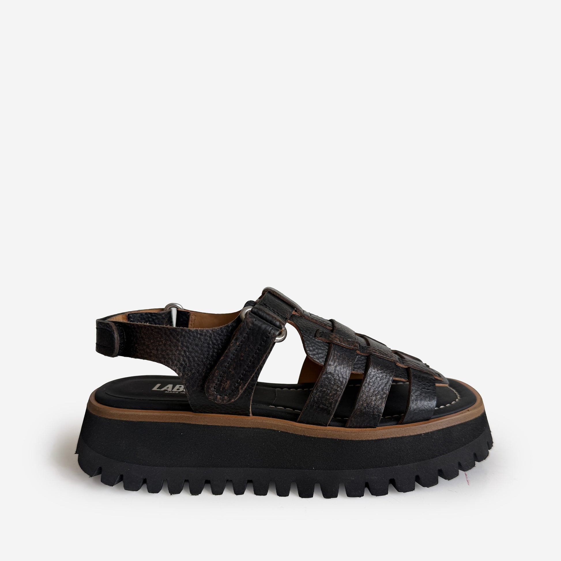 Boomer Sandal Black Brush Sample Size 37