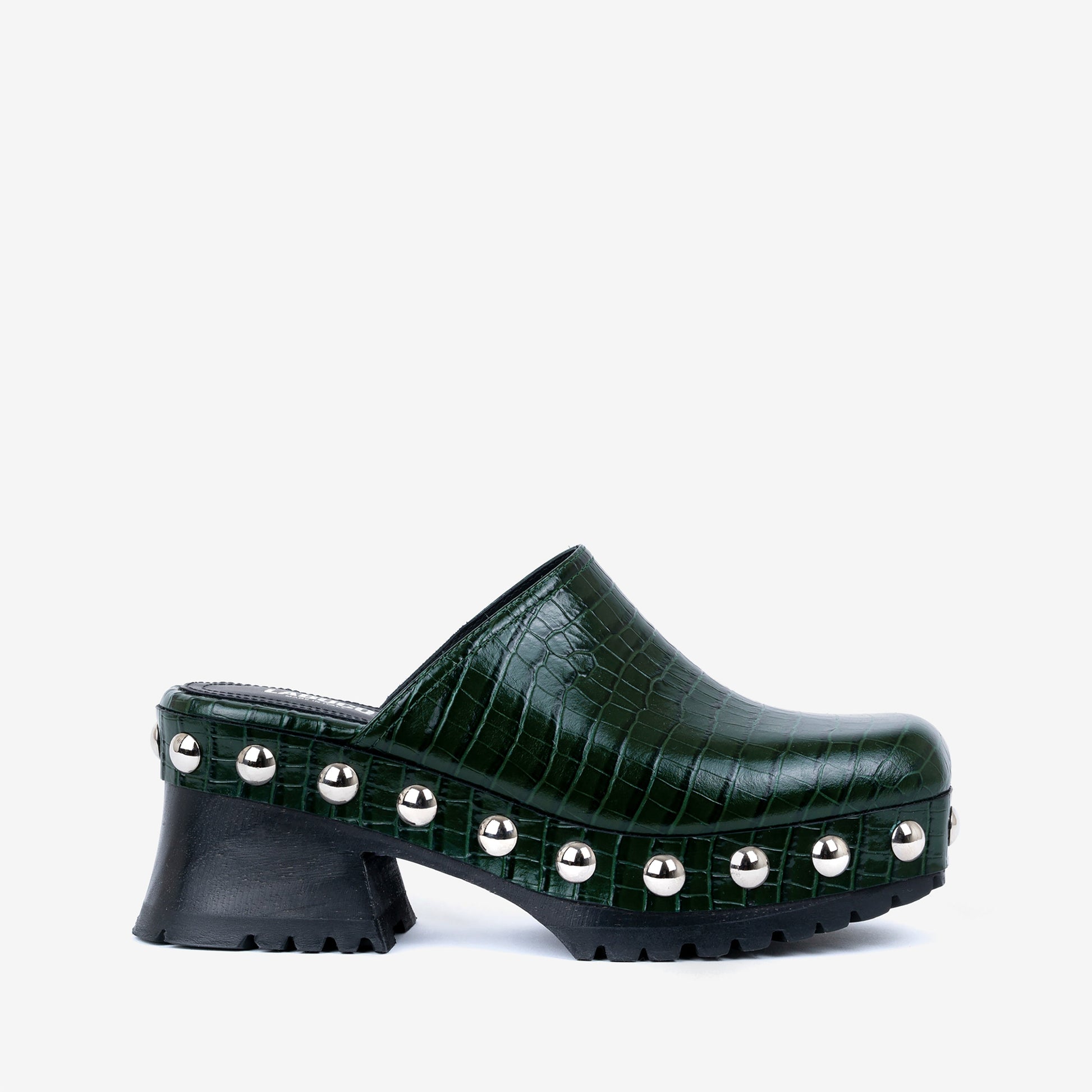 Labucq Clog Emerald Green Embossed Crocco Leather
