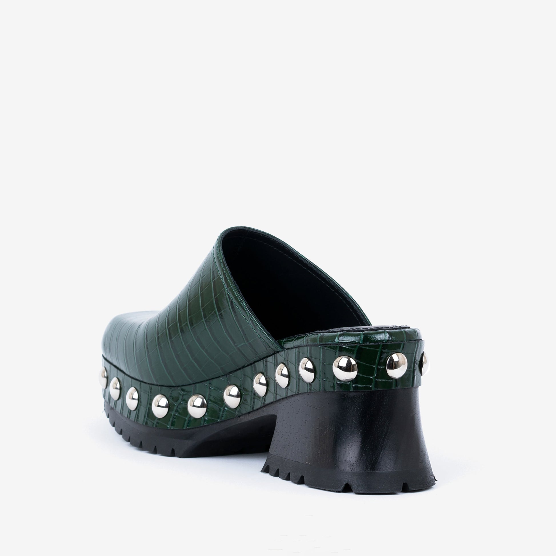 Labucq Clog Emerald Green Embossed Crocco Leather