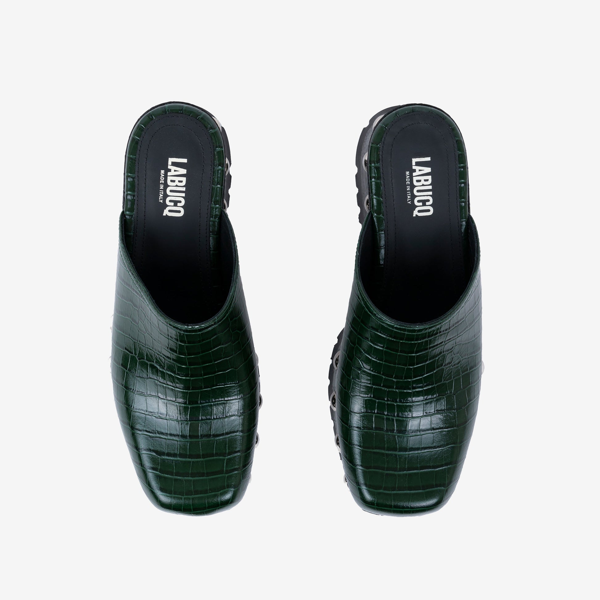 Labucq Clog Emerald Green Embossed Crocco Leather
