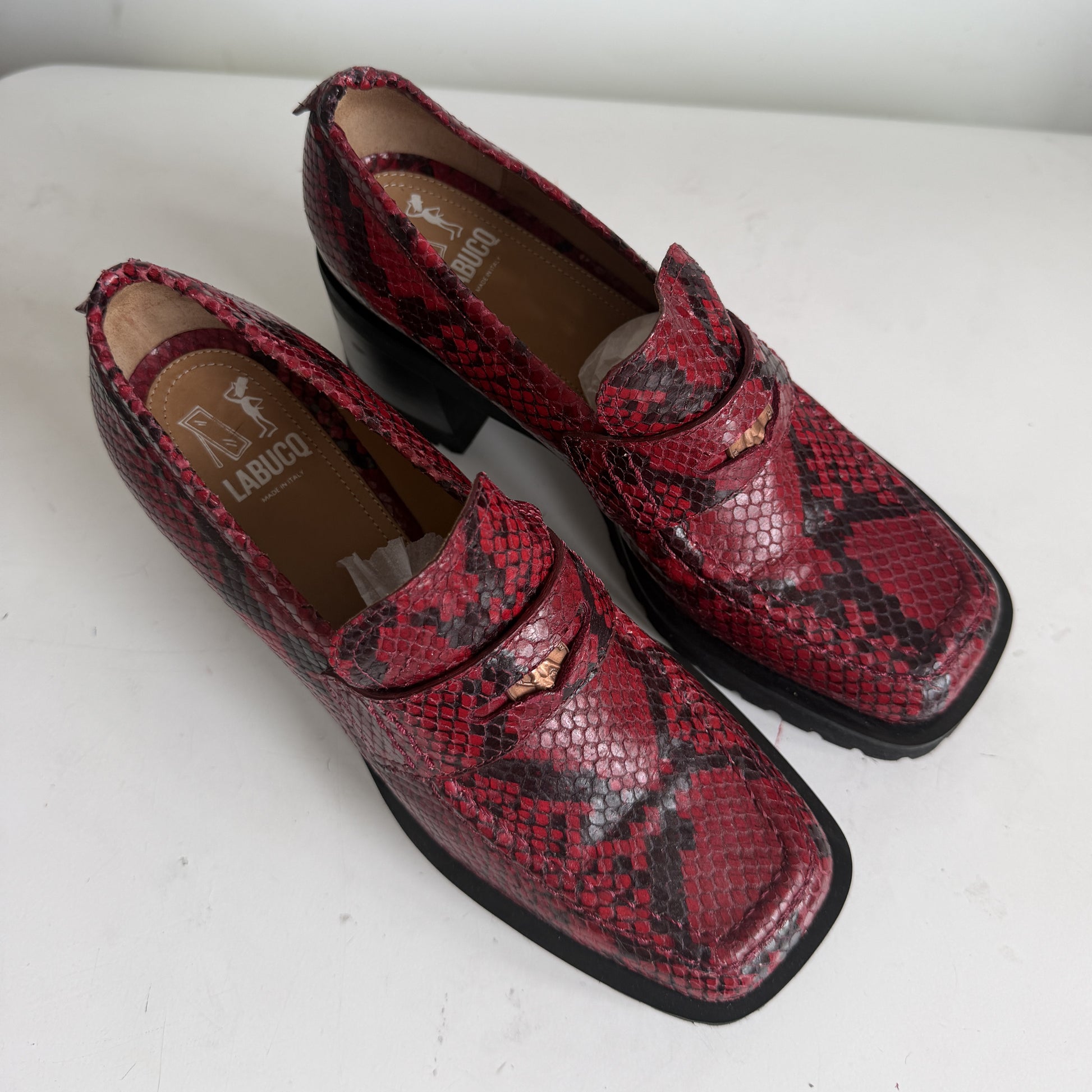 Gambler Loafer Red Python Sample Size 38