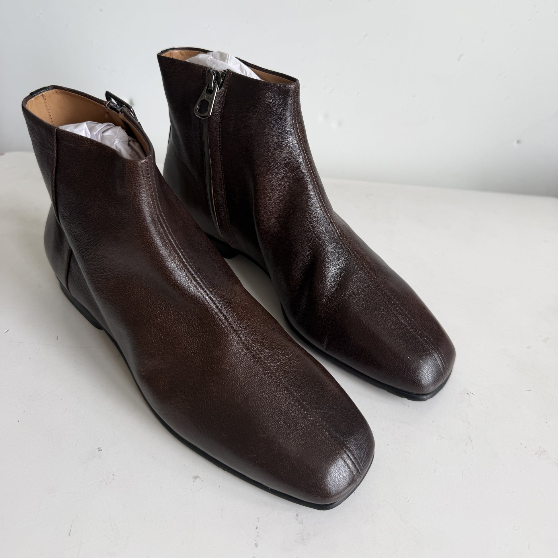 Flat Soft Ankle Boot Brown Sample Size 37