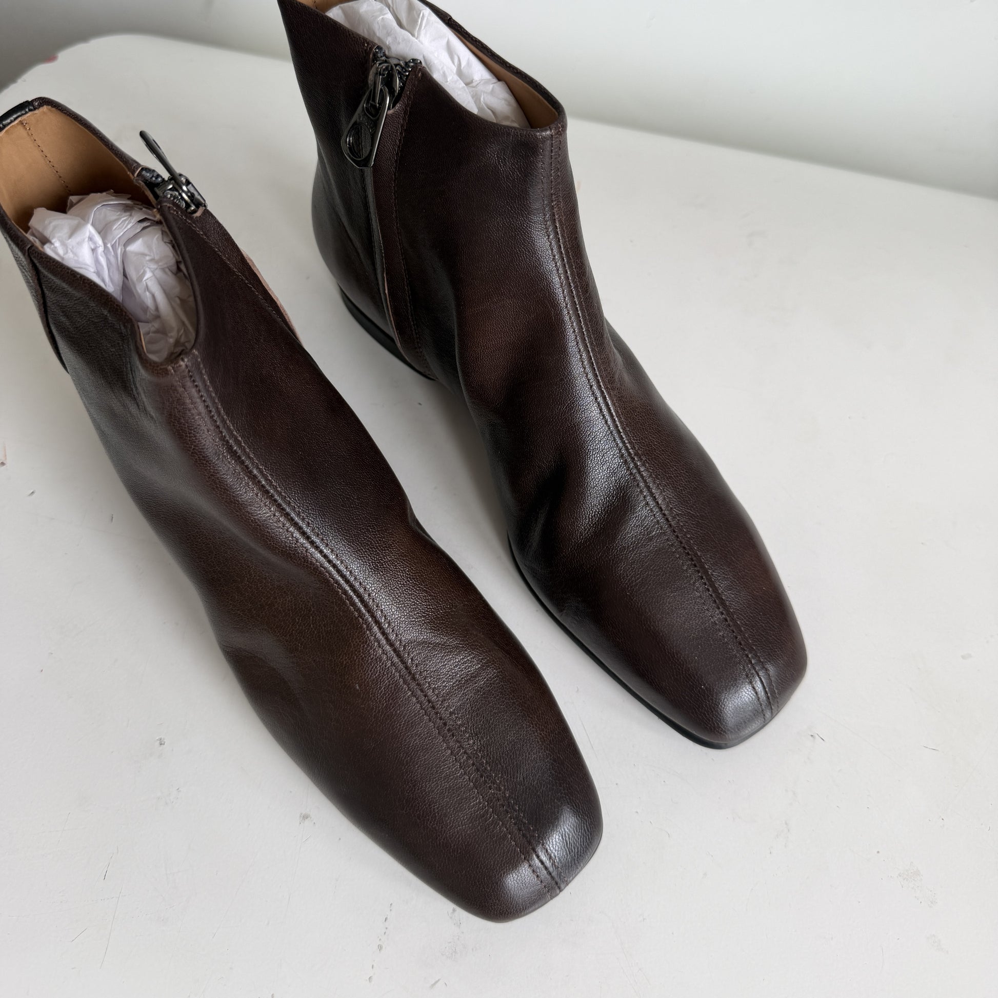 Flat Soft Ankle Boot Brown Sample Size 37