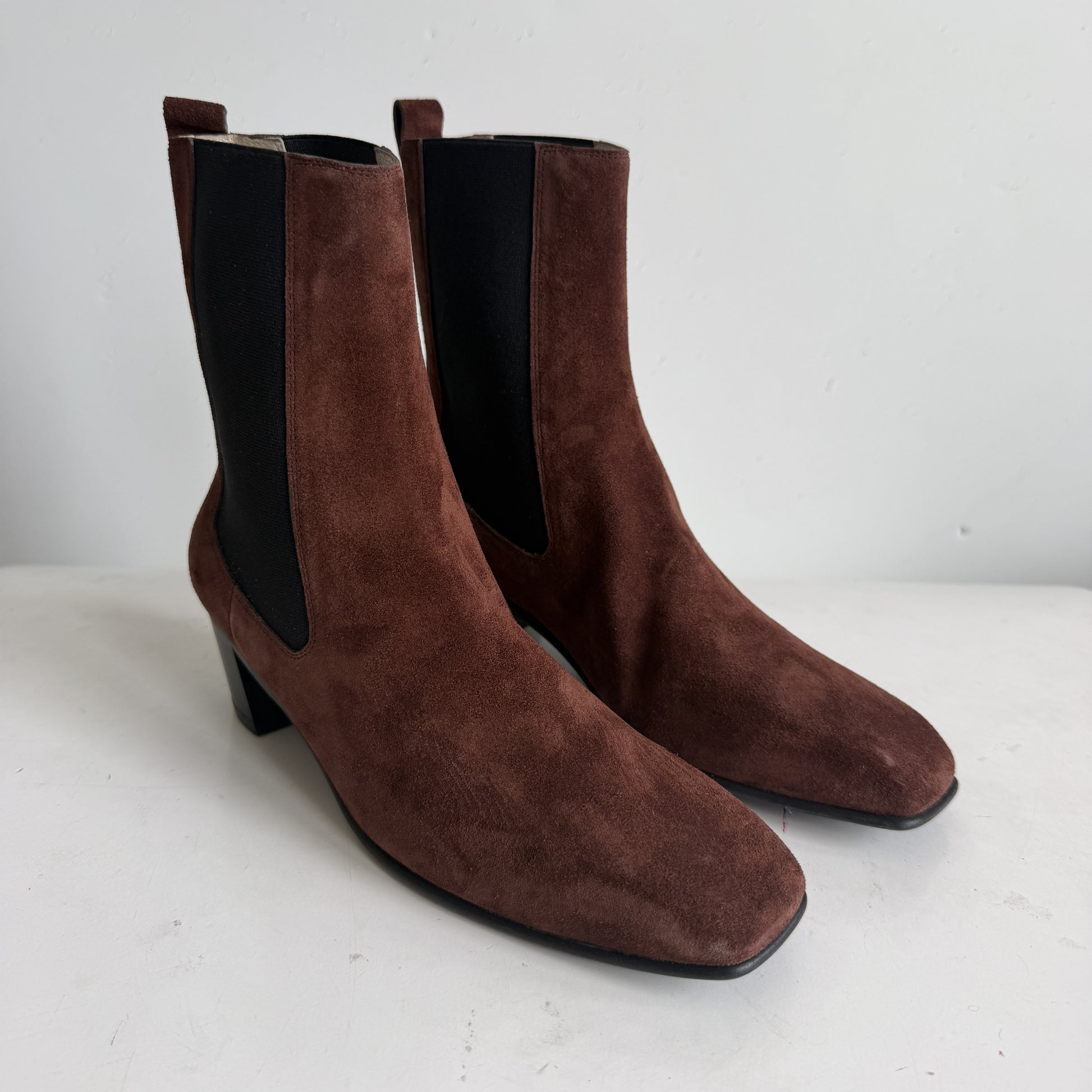 Tan Suede Chelsea Bootie Sample Size 37