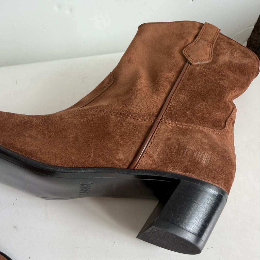 Tan Suede Western Bootie Sample Size 37