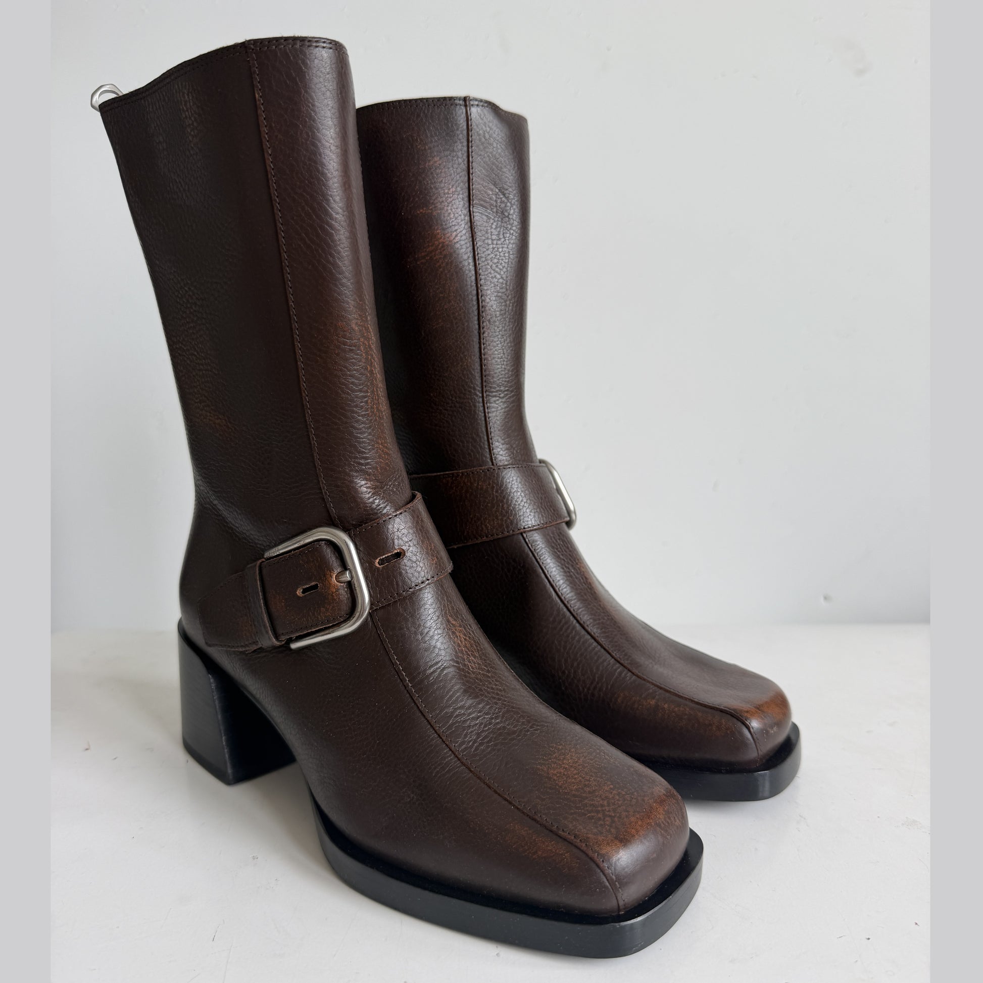 Janis Boot Brown Brushed Leather Sample Size 37