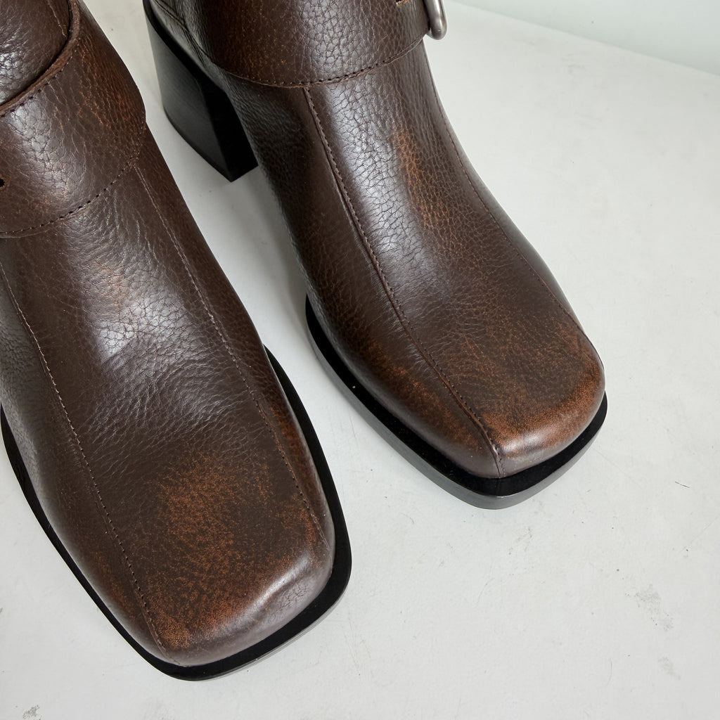 Janis Boot Brown Brushed Leather Sample Size 37
