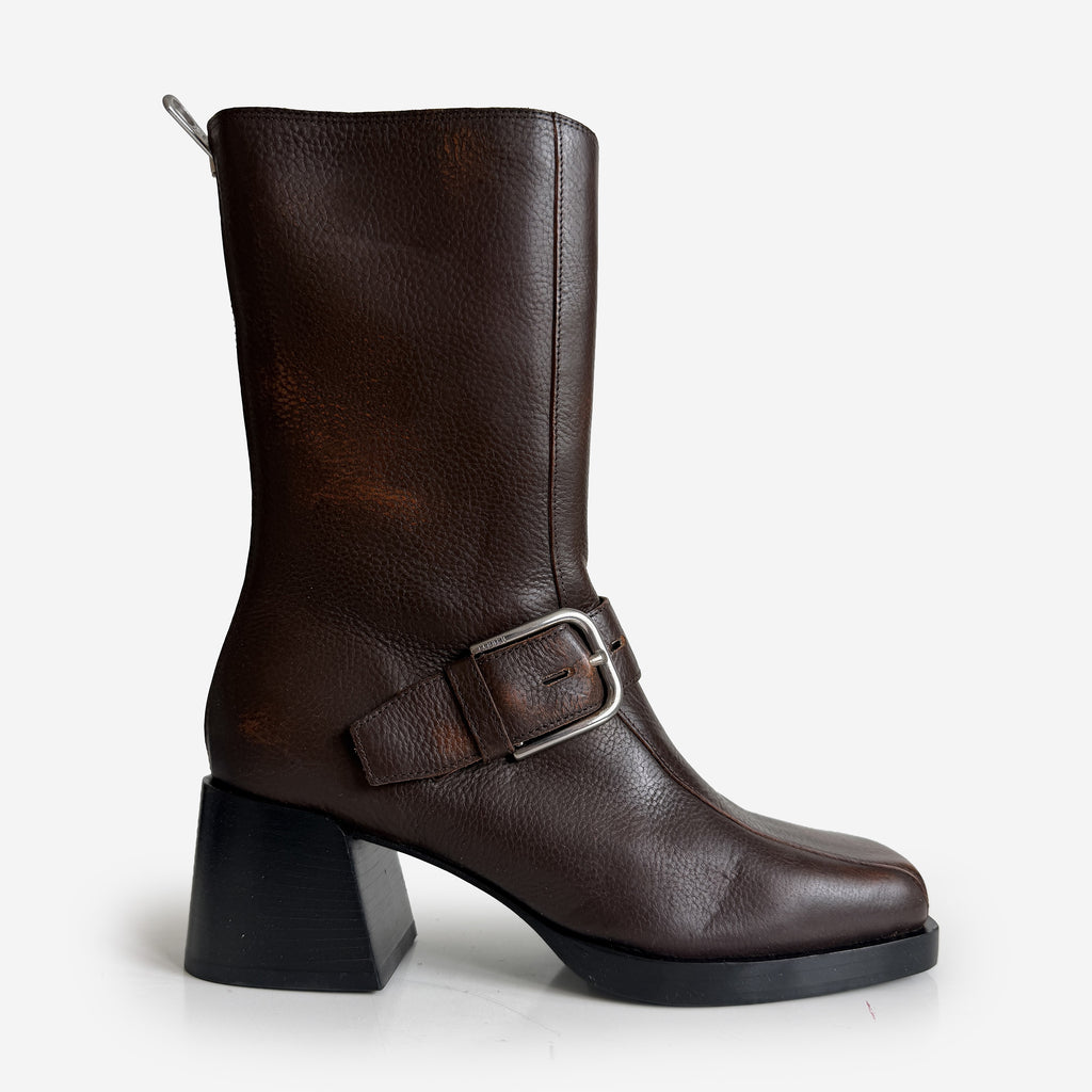 Janis Boot Brown Brushed Leather Sample Size 37
