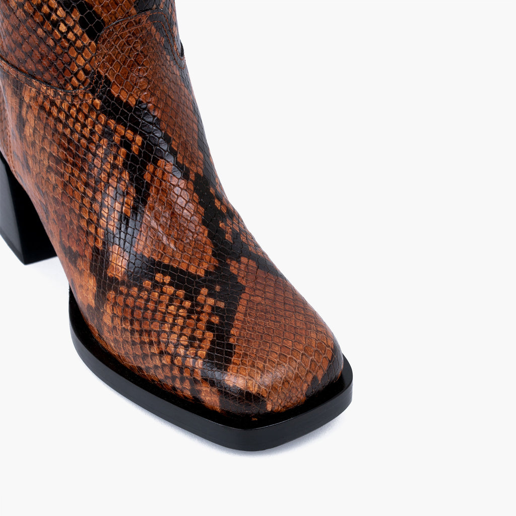 Labucq Joan Knee High Boot Caramel Printed Python Leather