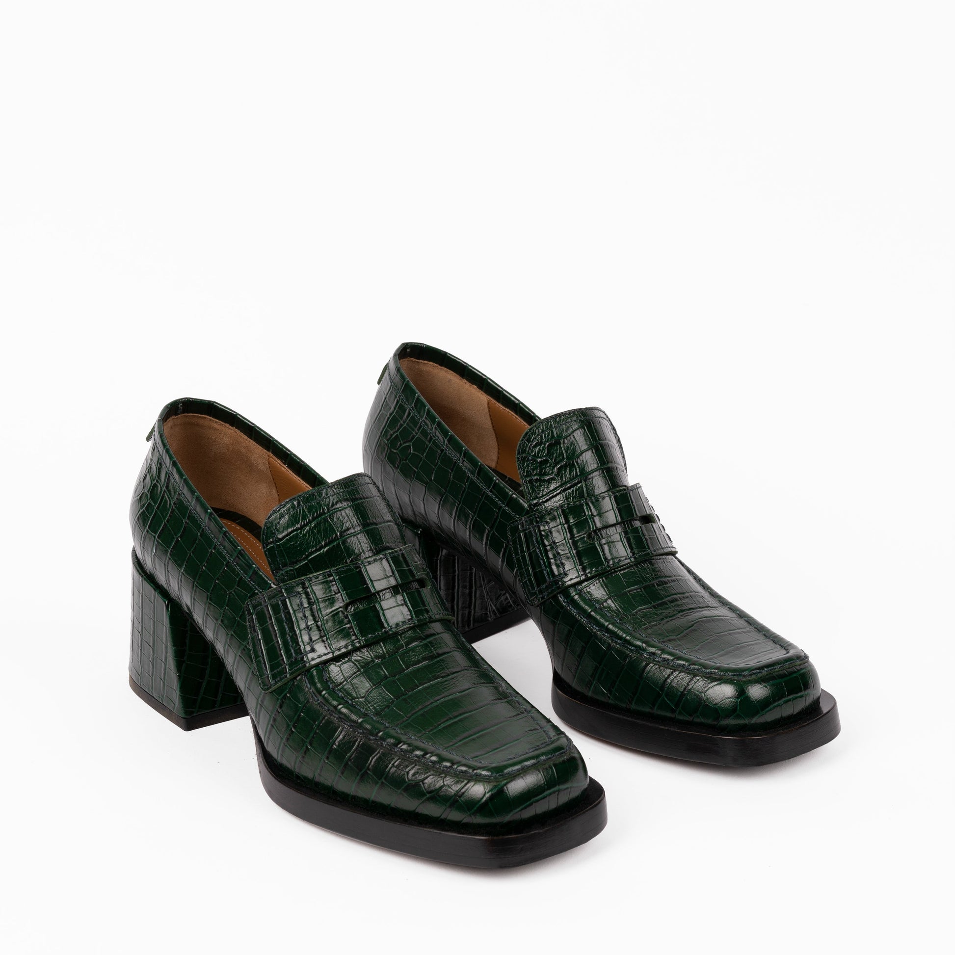 Labucq Kitty Loafer Emerald Crocco