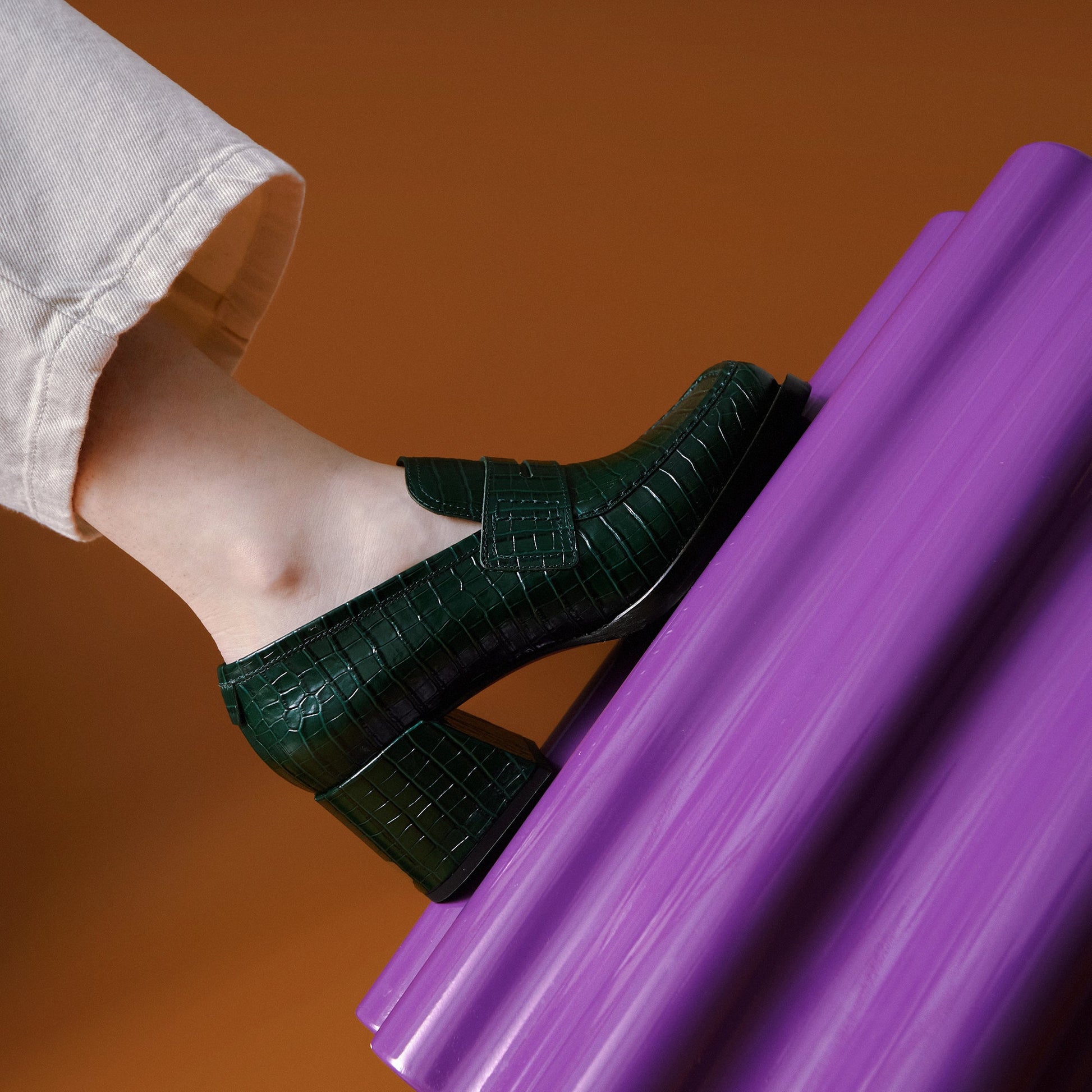 Labucq Kitty Loafer Emerald Crocco
