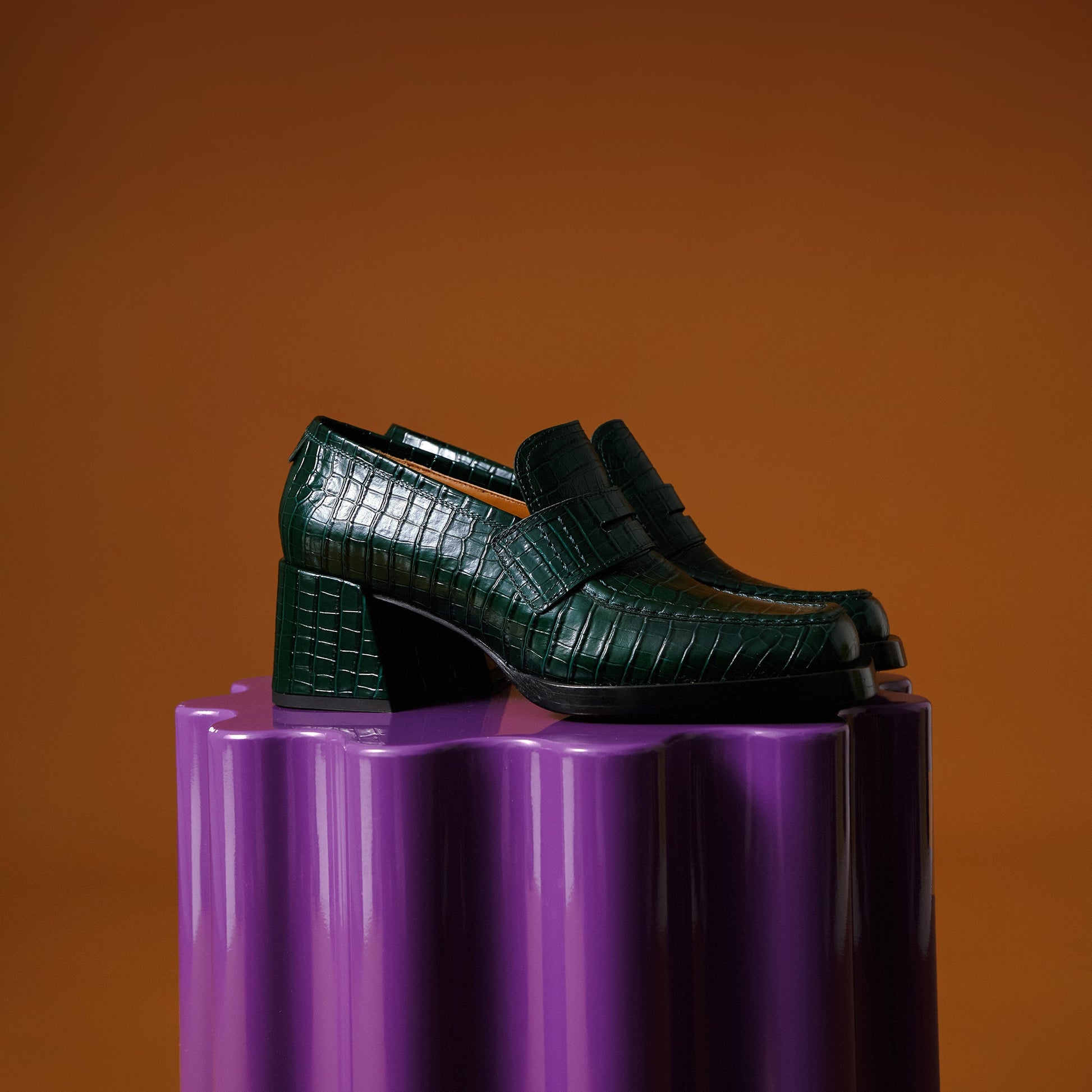 Labucq Kitty Loafer Emerald Crocco