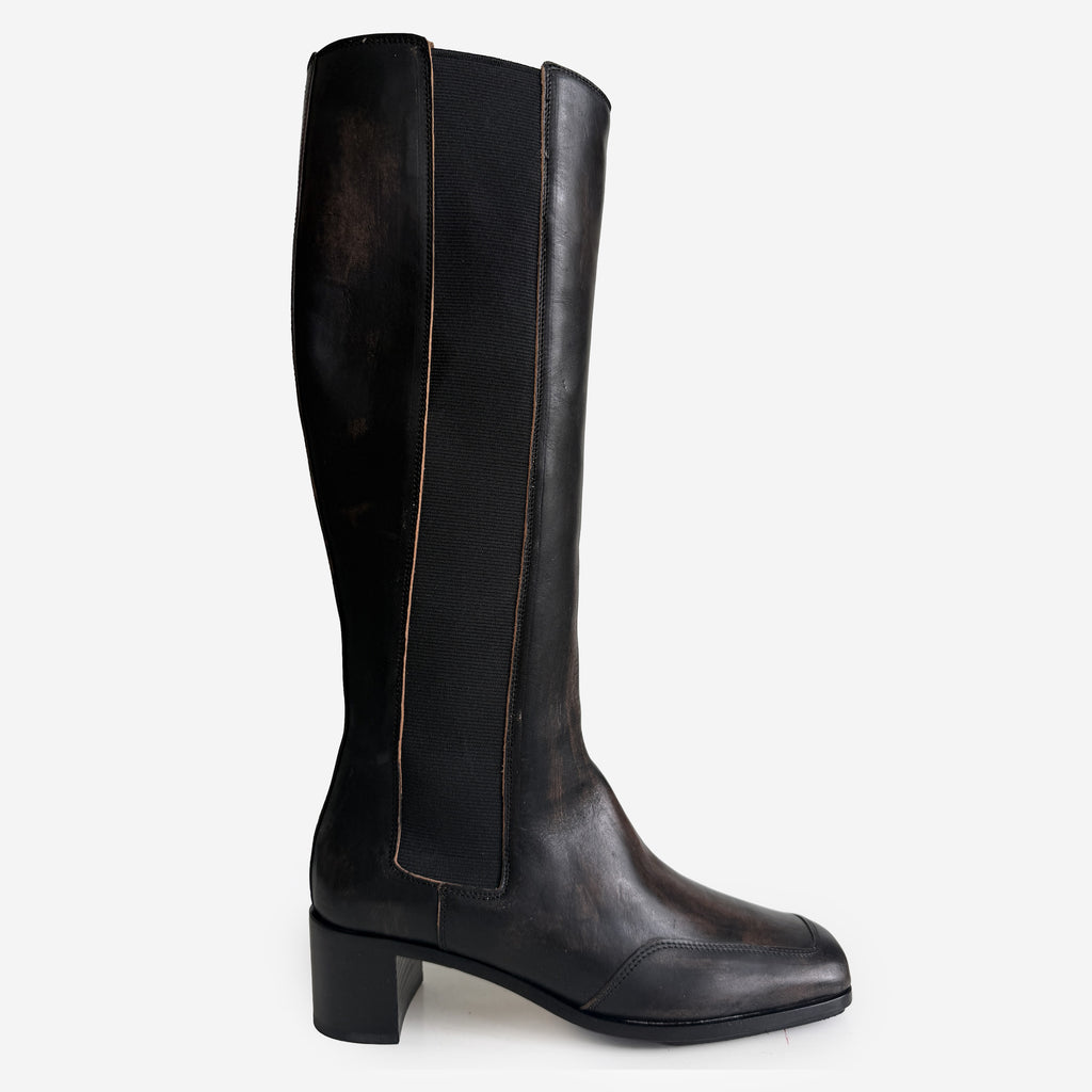 Knee High Elastic Gore Boot Black Sample Size 37