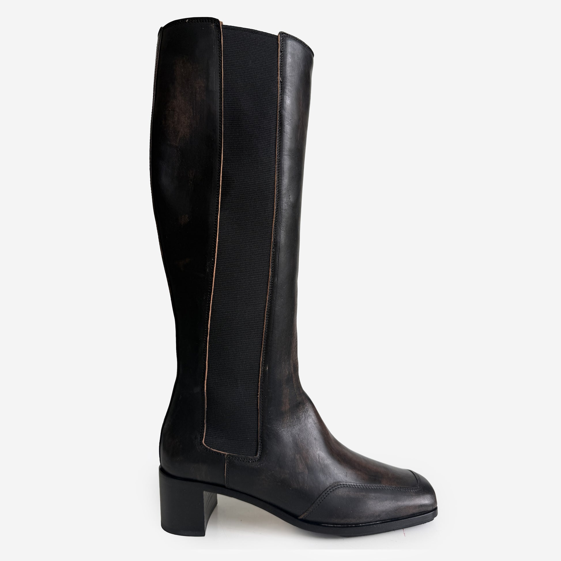 Knee High Elastic Gore Boot Black Sample Size 37