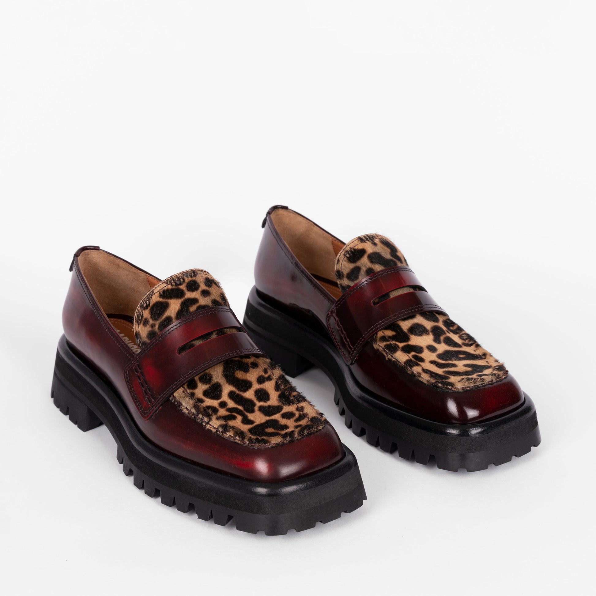 Labucq Mika Loafer Bordeaux Spazzolato Leopard Haircalf