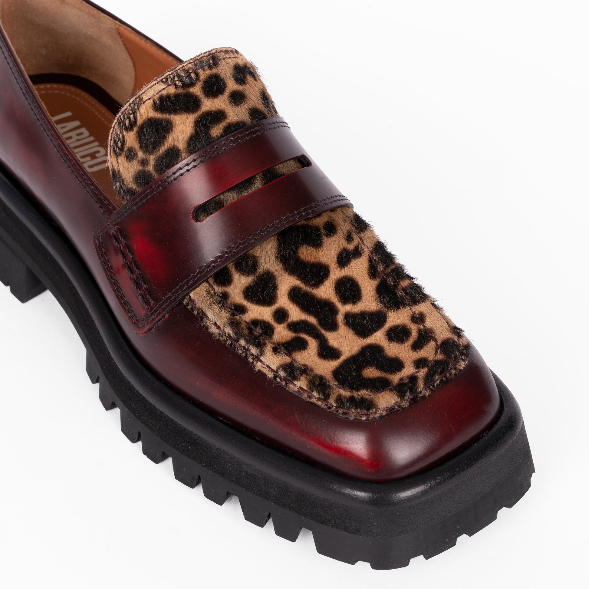 Labucq Mika Loafer Bordeaux Spazzolato Leopard Haircalf