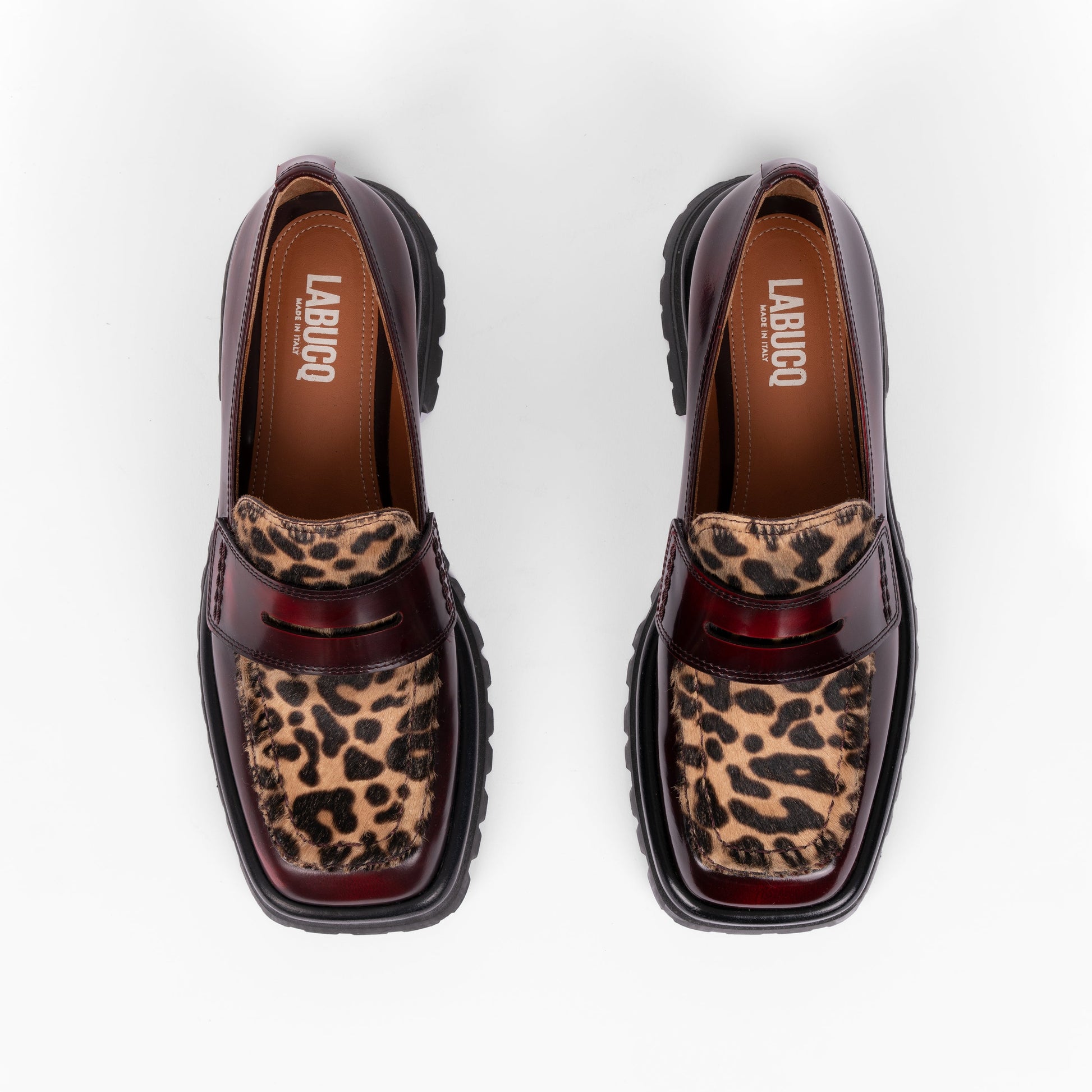 Labucq Mika Loafer Bordeaux Spazzolato Leopard Haircalf