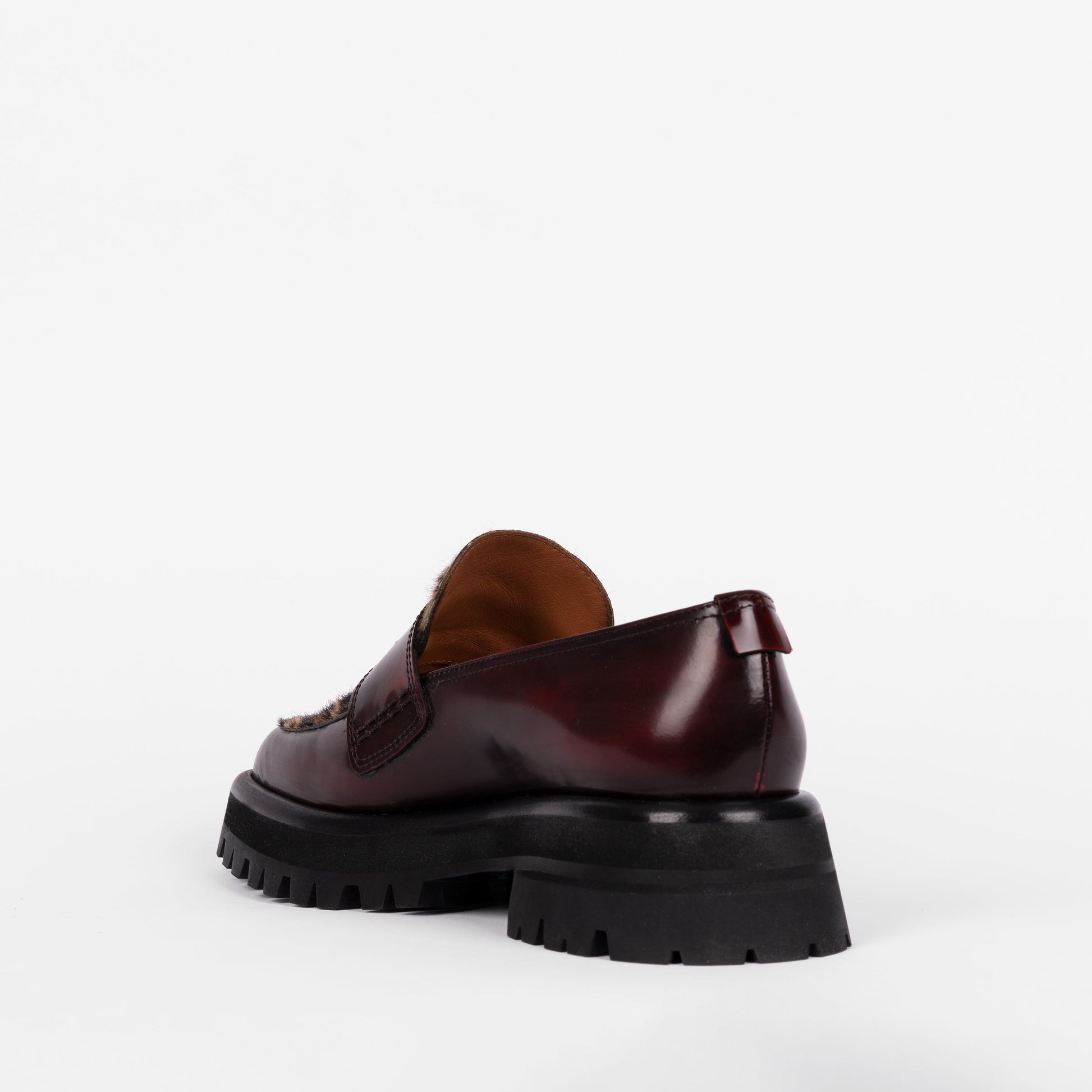 Labucq Mika Loafer Bordeaux Spazzolato Leopard Haircalf