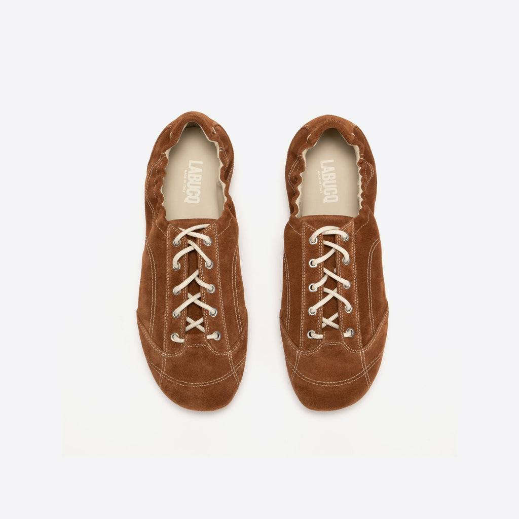 Pair of brown shoes on a white background