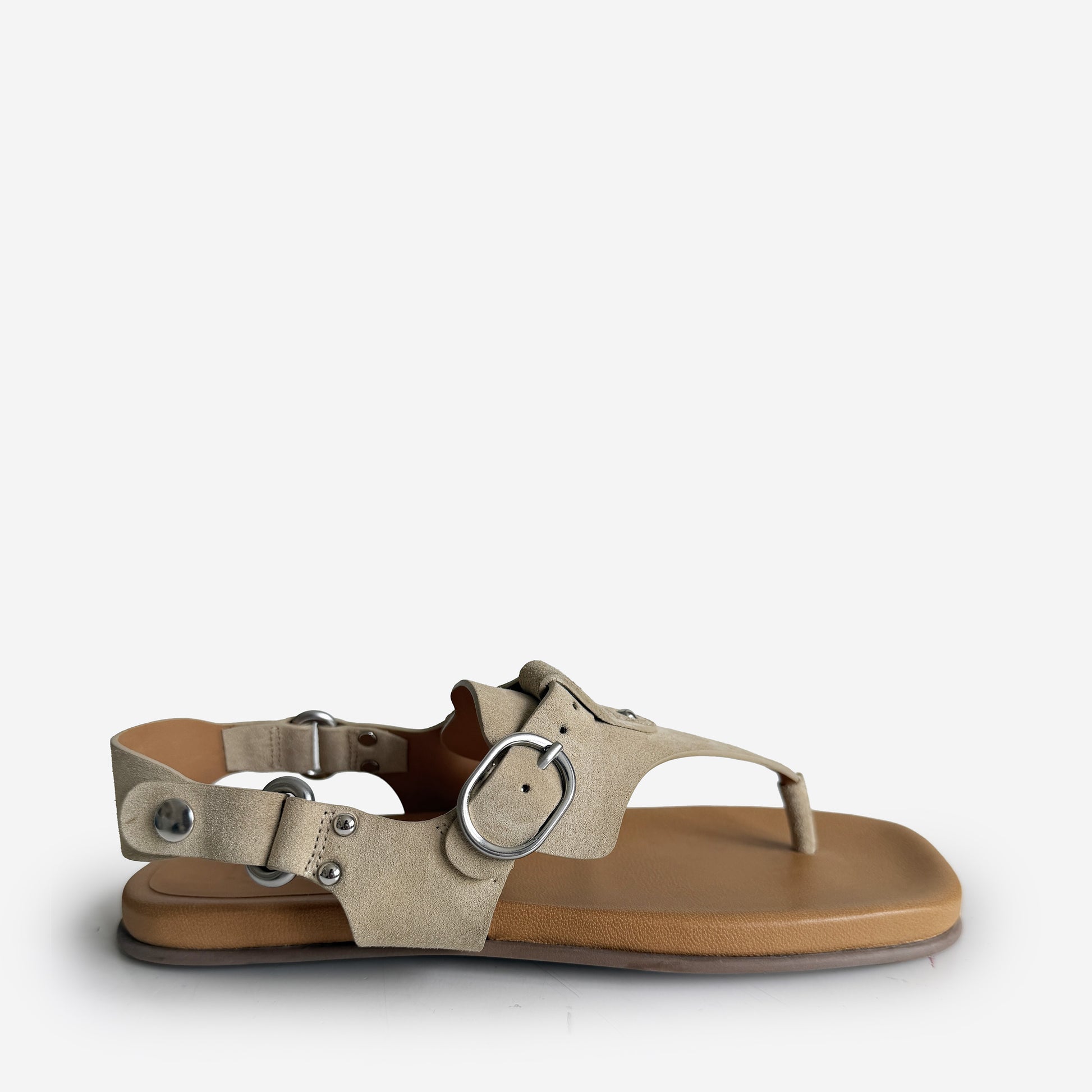 Stone Suede Buckle Flip Flop Sample Size 37