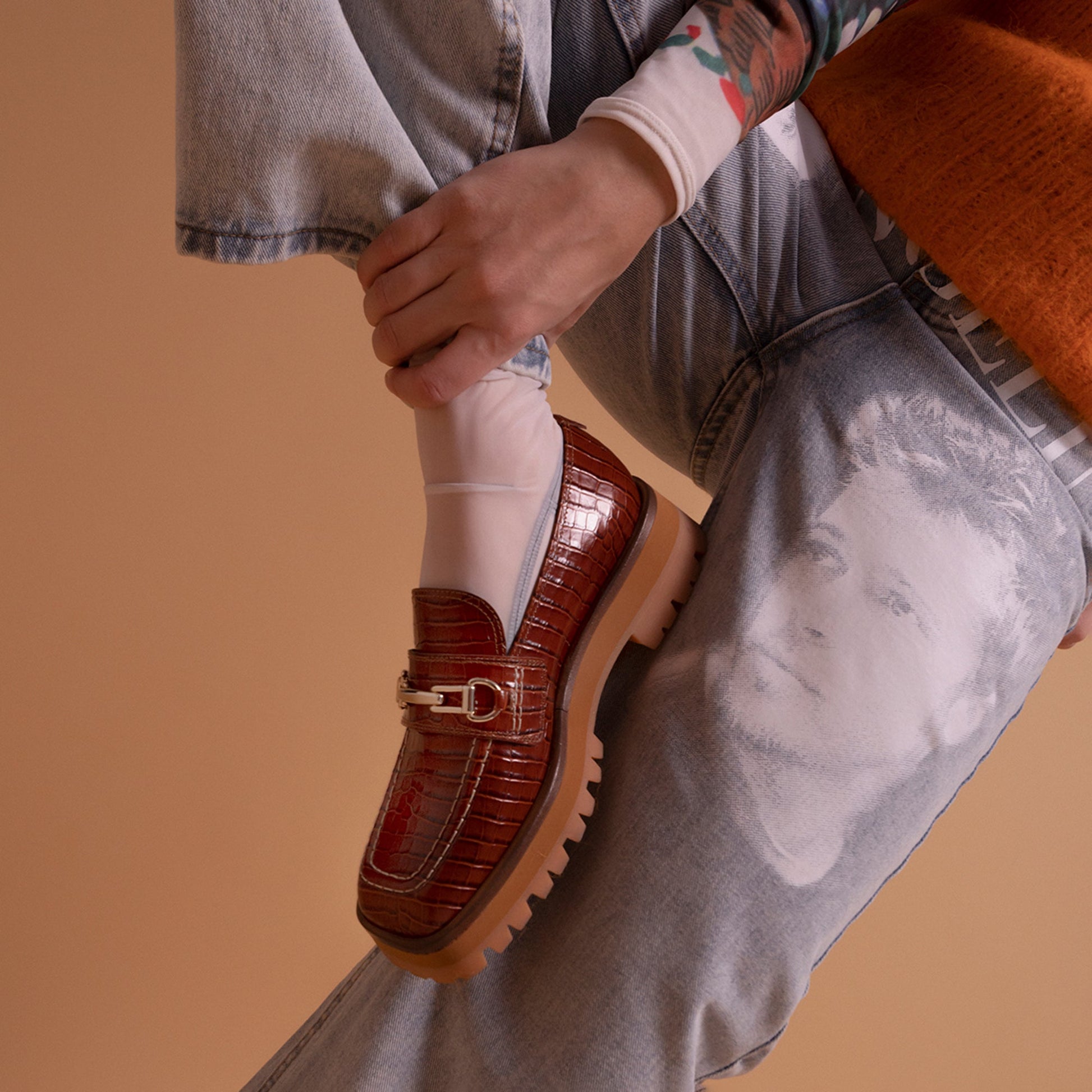 Labucq Mika Extra Loafer Tan Crocco