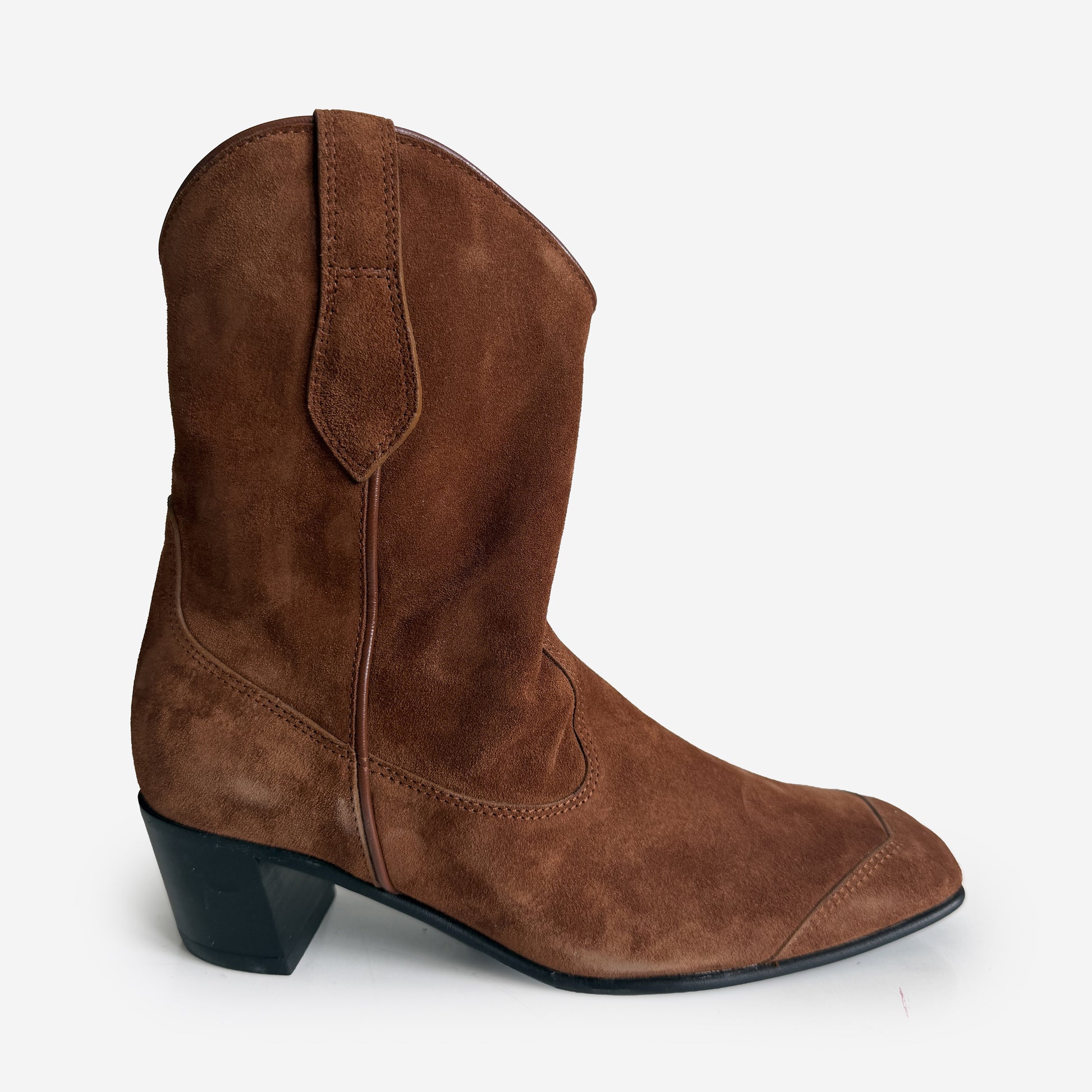 Tan Suede Western Bootie Sample Size 37